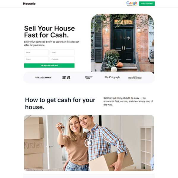 Houselo - Cash Home Buyer Landing Page