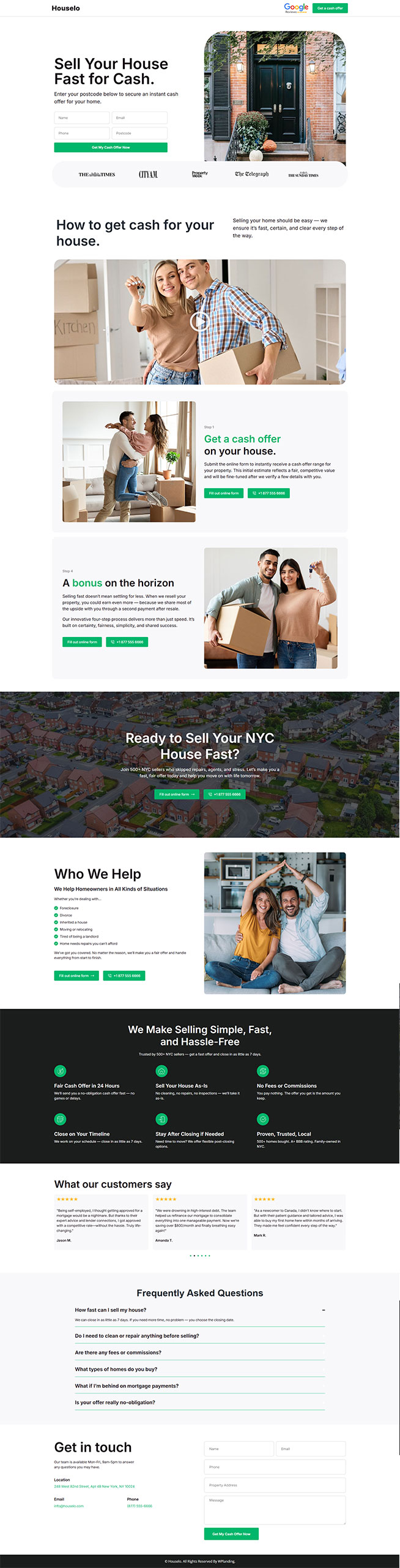 Houselo - Cash Home Buyer Landing Page