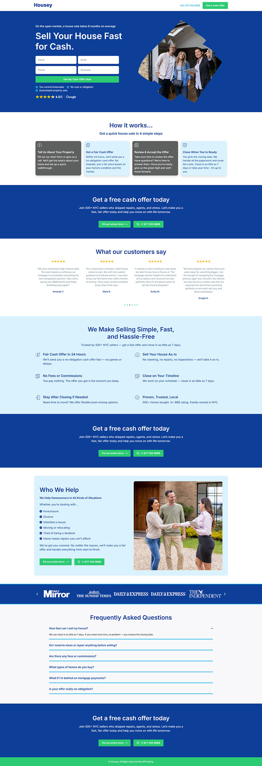 Housey - Cash Home Buyer Landing Page
