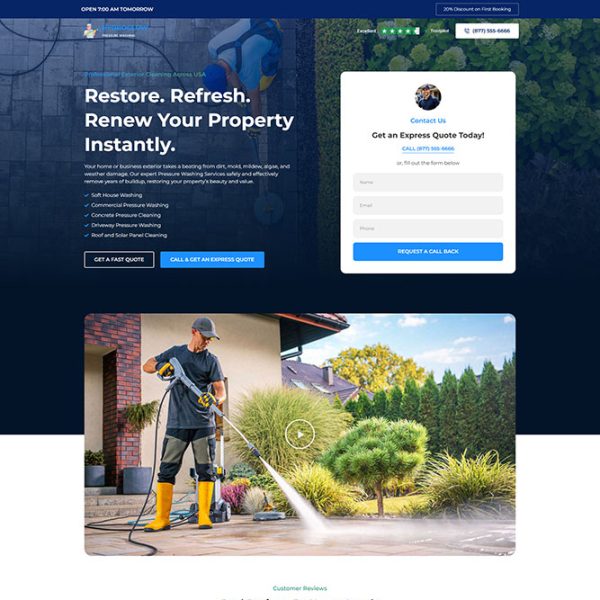 HydroGlow - Pressure Washing Landing Page