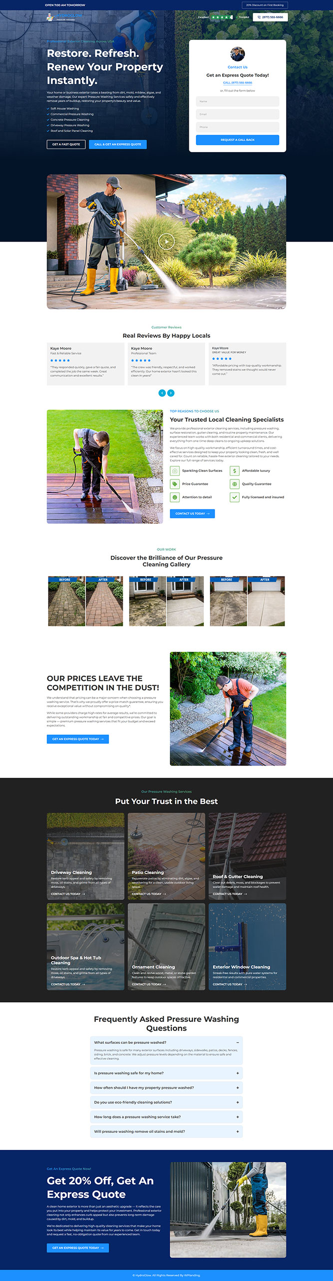 HydroGlow - Pressure Washing Landing Page