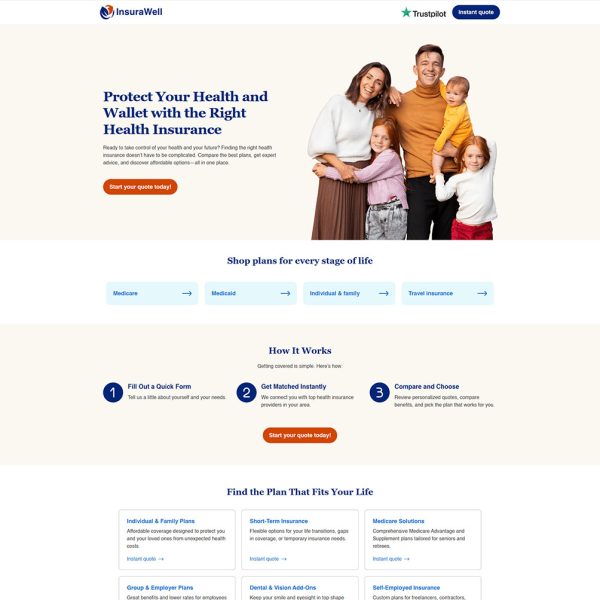InsuraWell - Health Insurance Landing Page