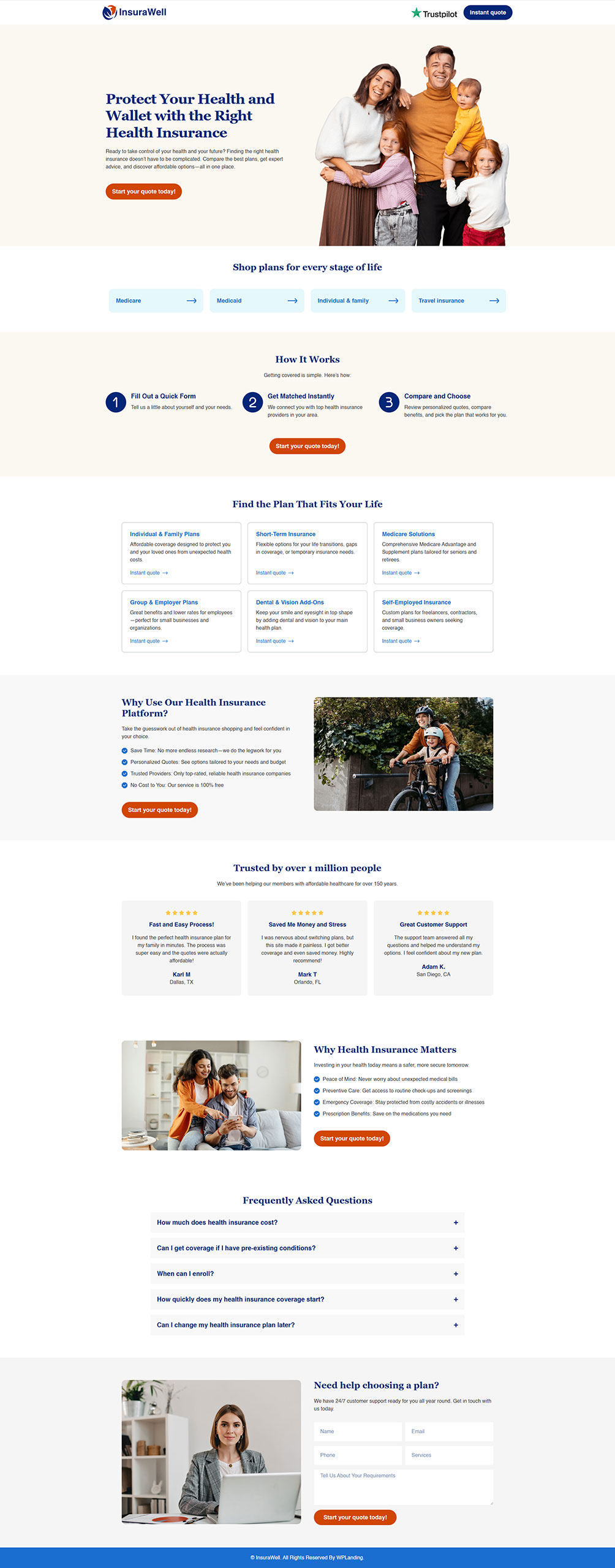 InsuraWell - Health Insurance Landing Page