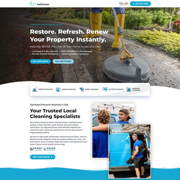 JetStream - Pressure Washing Landing Page