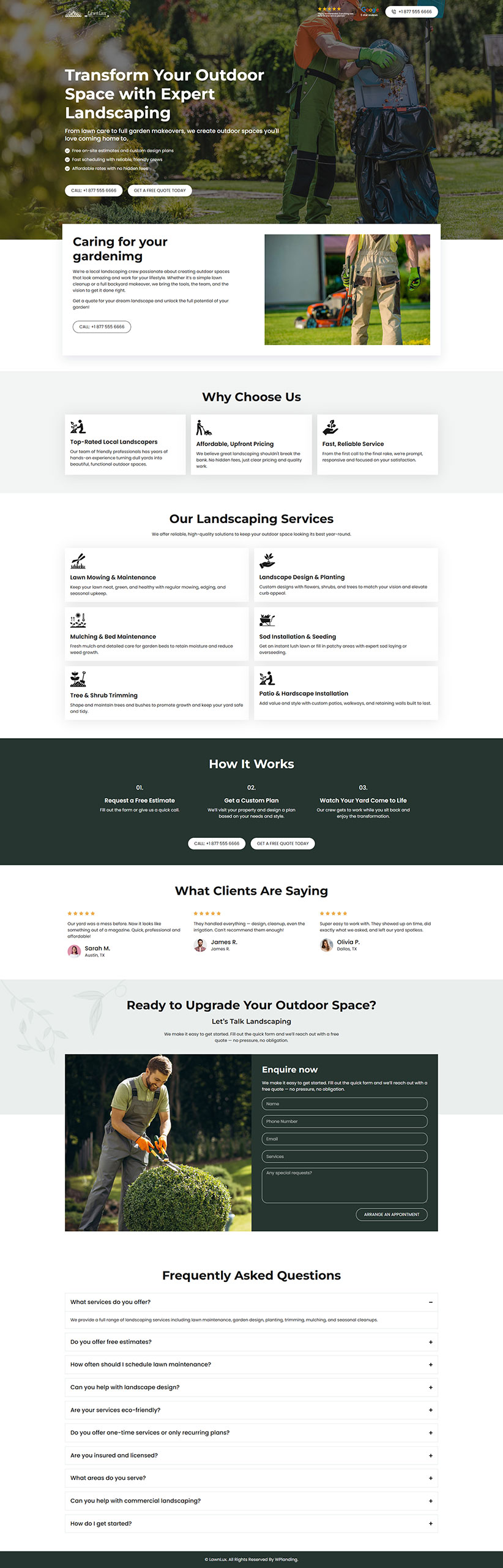LawnLux - Landscaping Landing Page