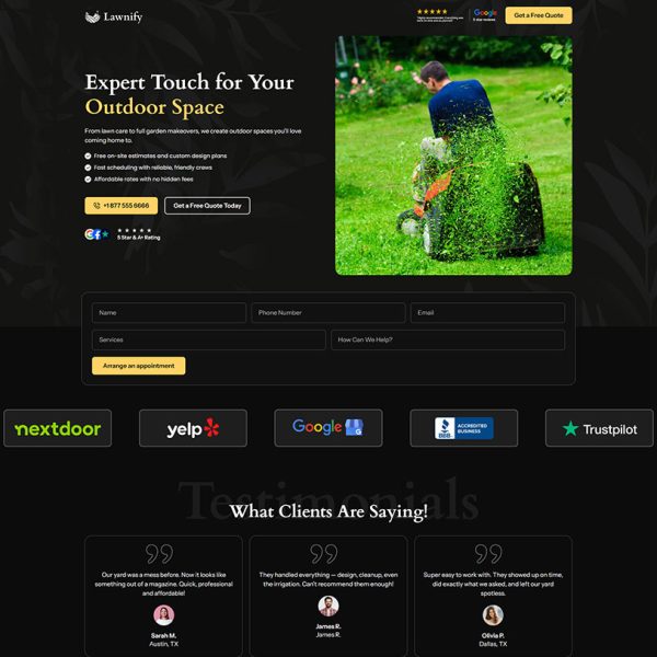 Lawnify - Landscaping Landing Page