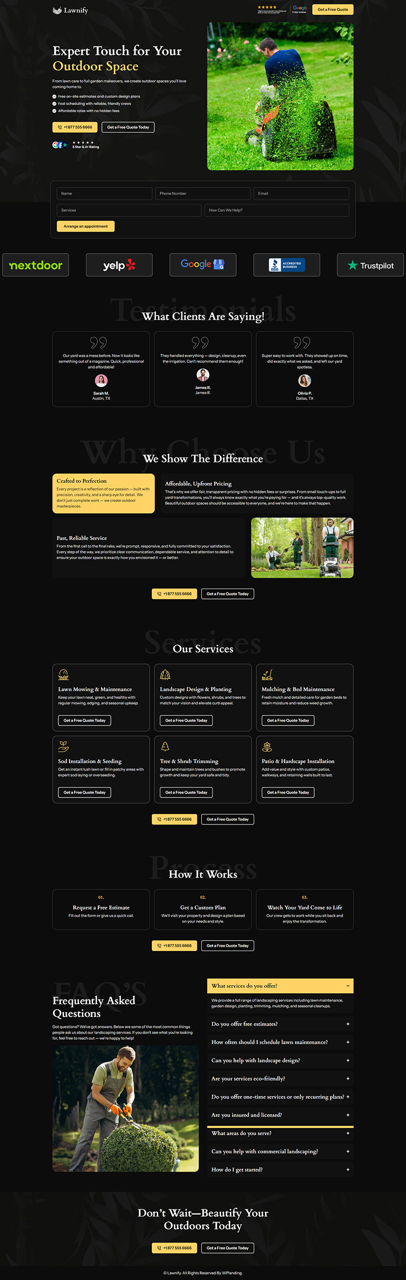 Lawnify - Landscaping Landing Page