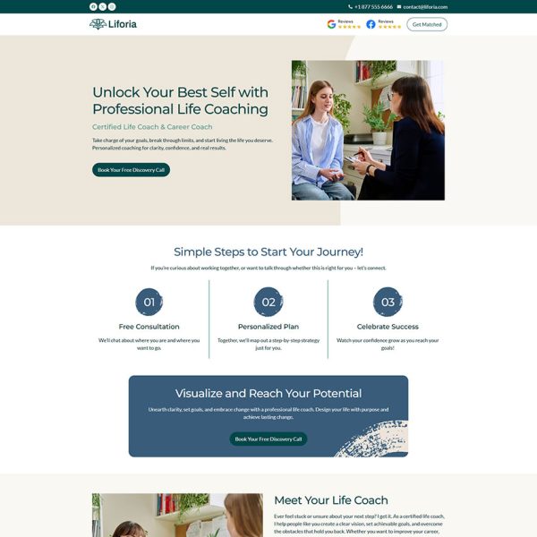 Liforia - Life Coach Landing Page