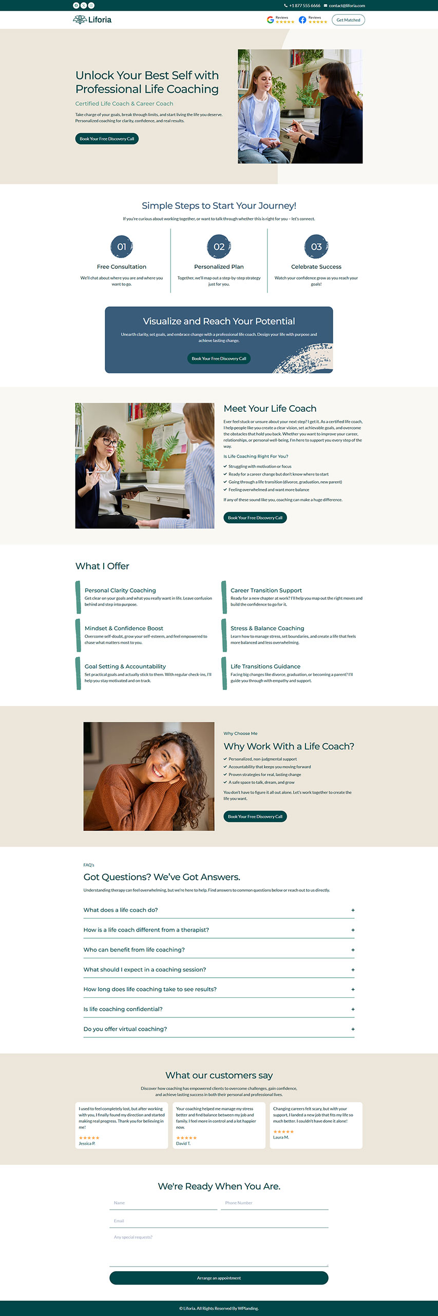 Liforia - Life Coach Landing Page