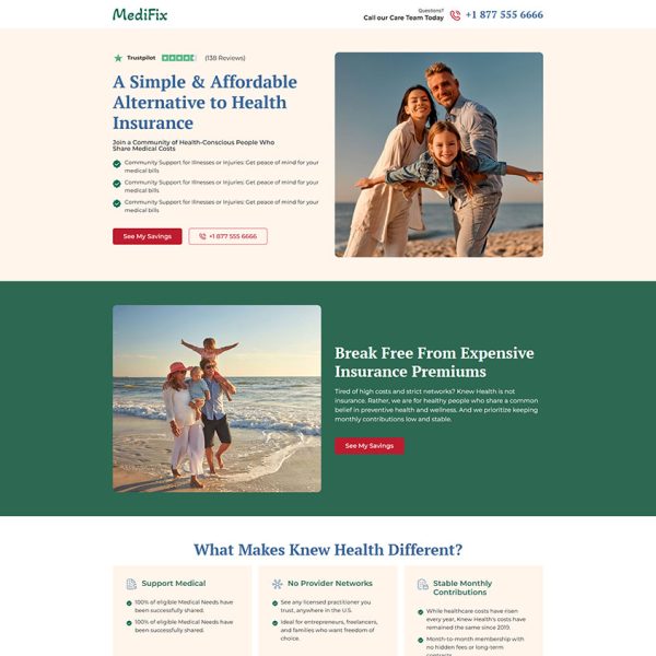 MediFix - Health Insurance Landing Page