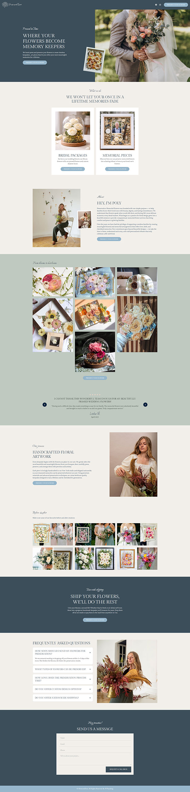 MemoraFlora - Preserving Flowers Landing Page