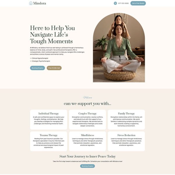 Mindora - Psychotherapist Landing Page