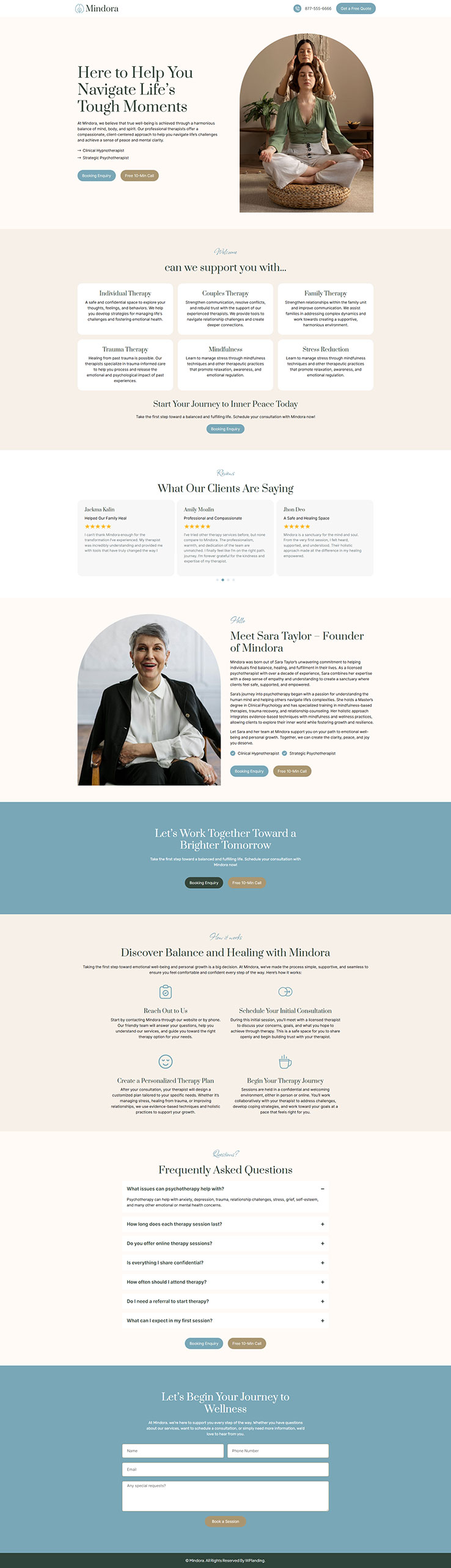 Mindora - Psychotherapist Landing Page