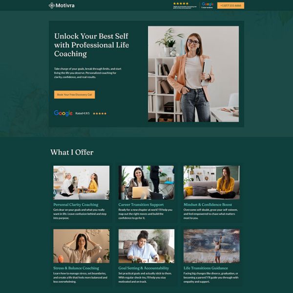 Motivra - Life Coach Landing Page