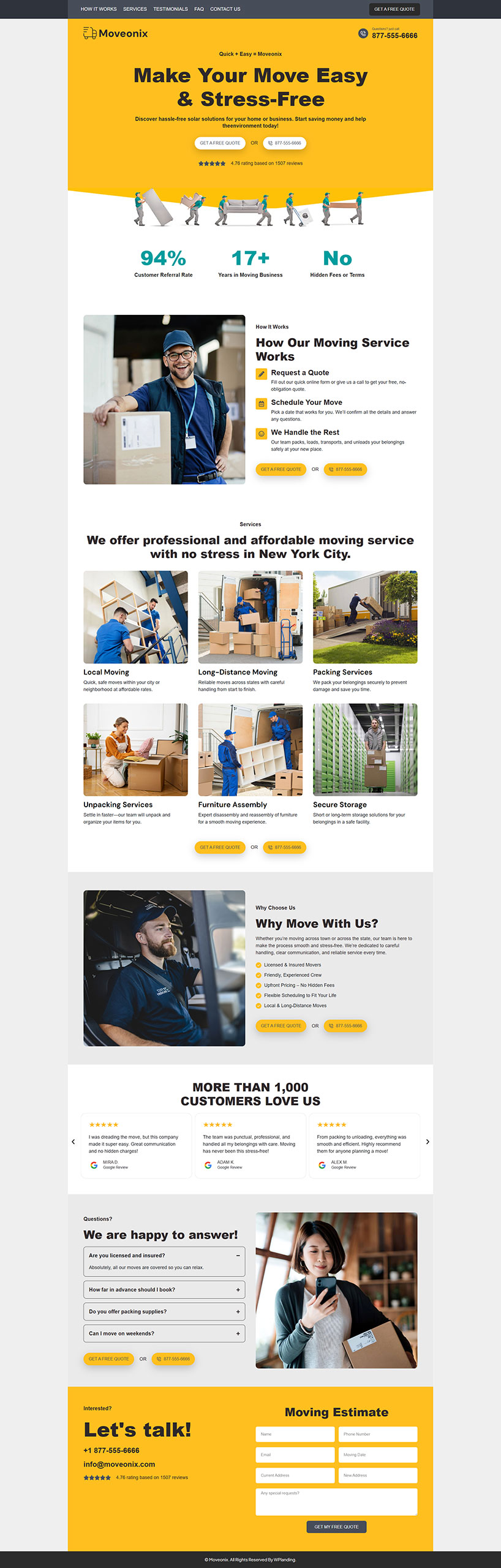 Moveonix - Moving Landing Page