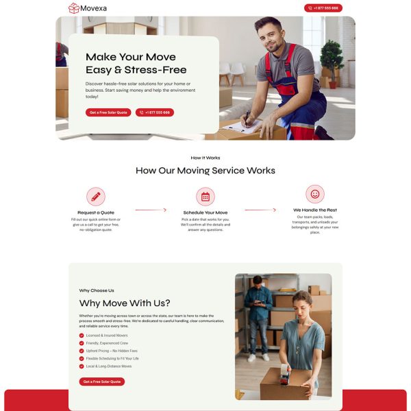 Movexa - Moving Landing Page