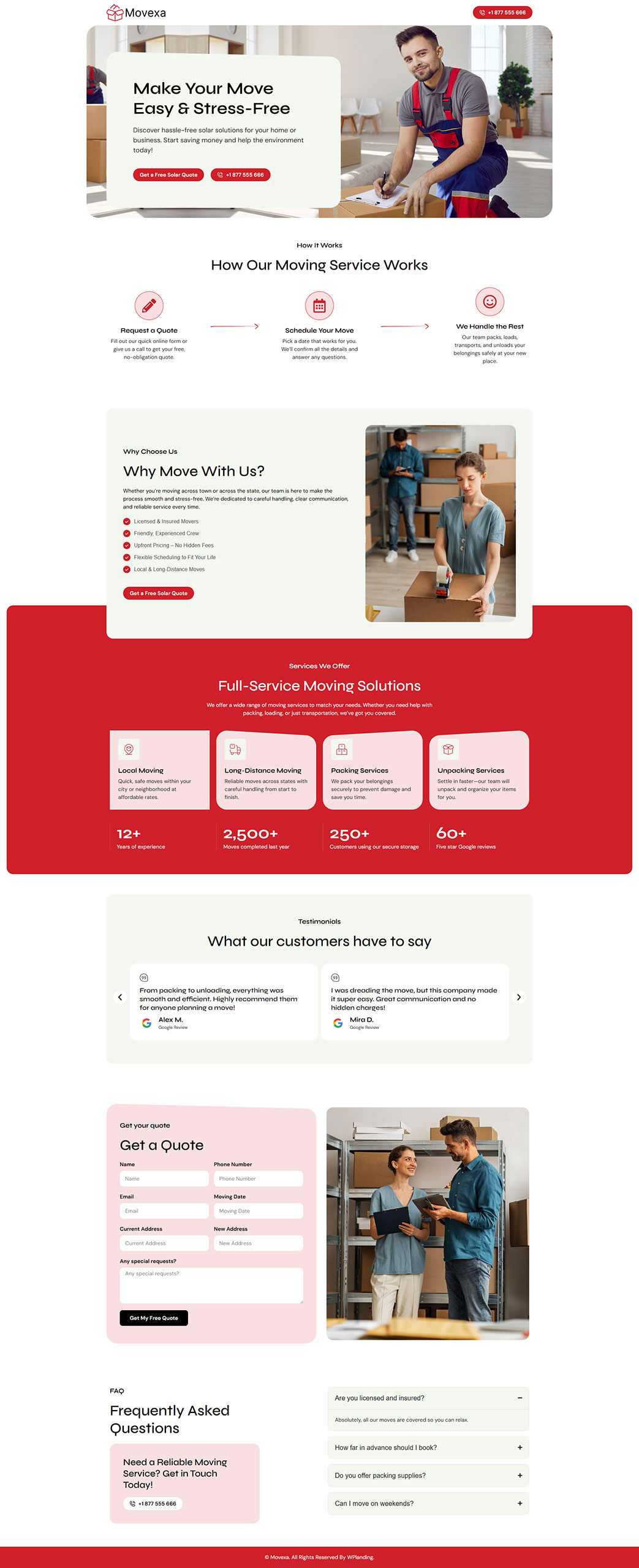 Movexa - Moving Landing Page
