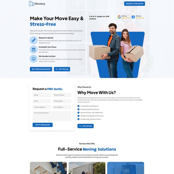 Movezy - Moving Landing Page