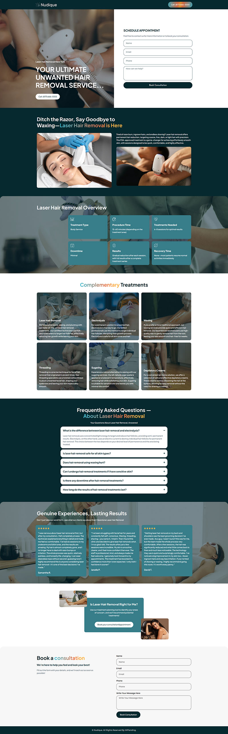 Nudique - Laser Hair Removal Landing Page