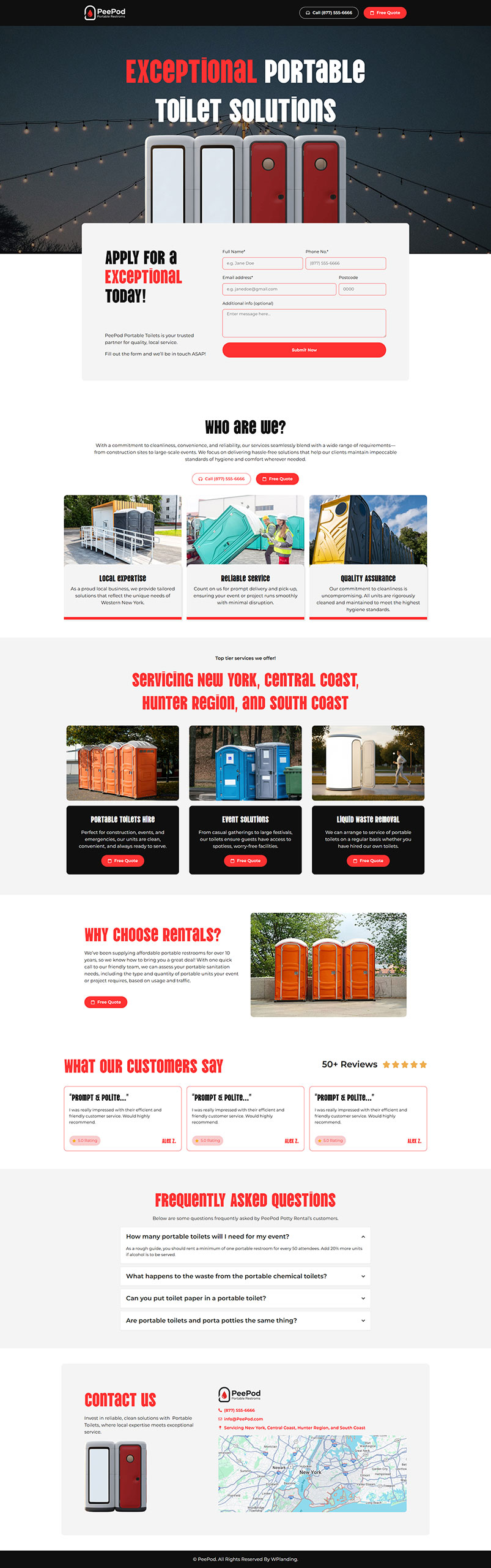PeePod - Portable Toilets Landing Page