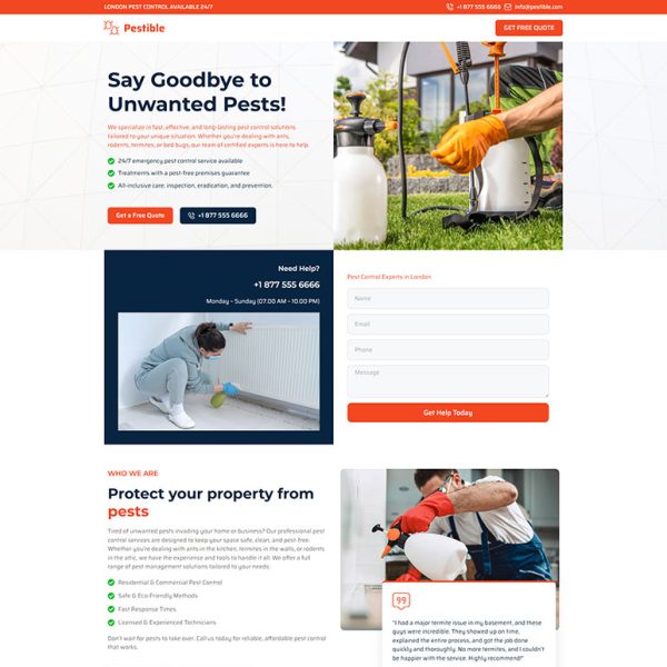 Pestible - Pest Control Landing Page