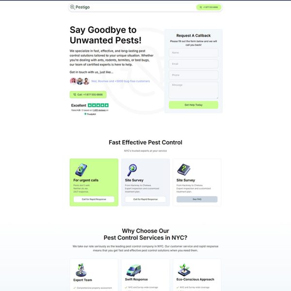 Pestigo - Pest Control Landing Page