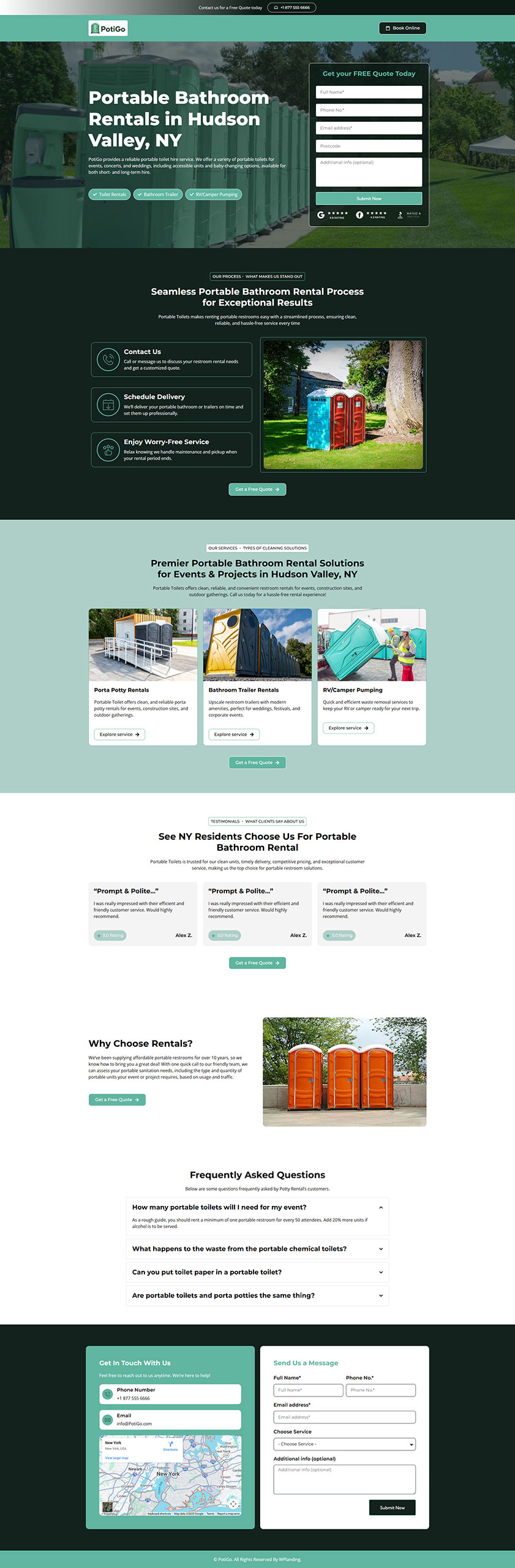 PotiGo - Portable Toilets Landing Page