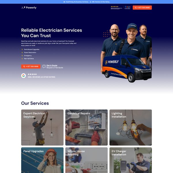 Powerly - Electrician Landing Page