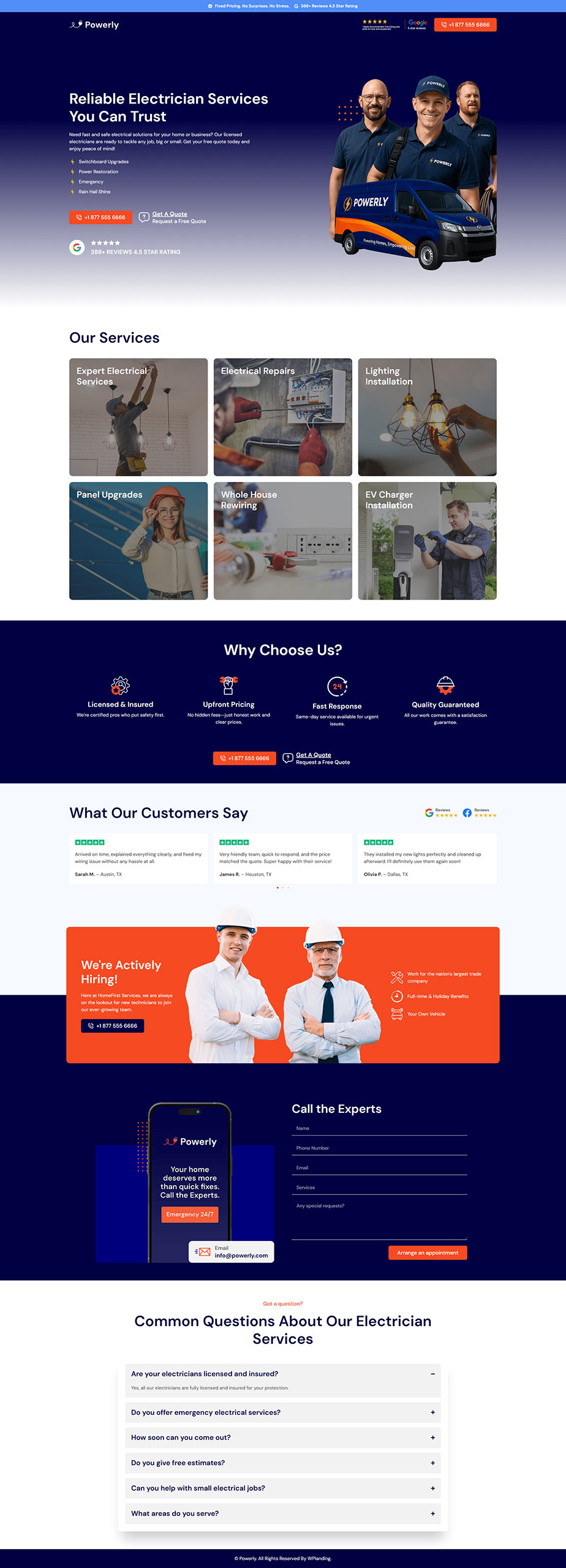 Powerly - Electrician Landing Page