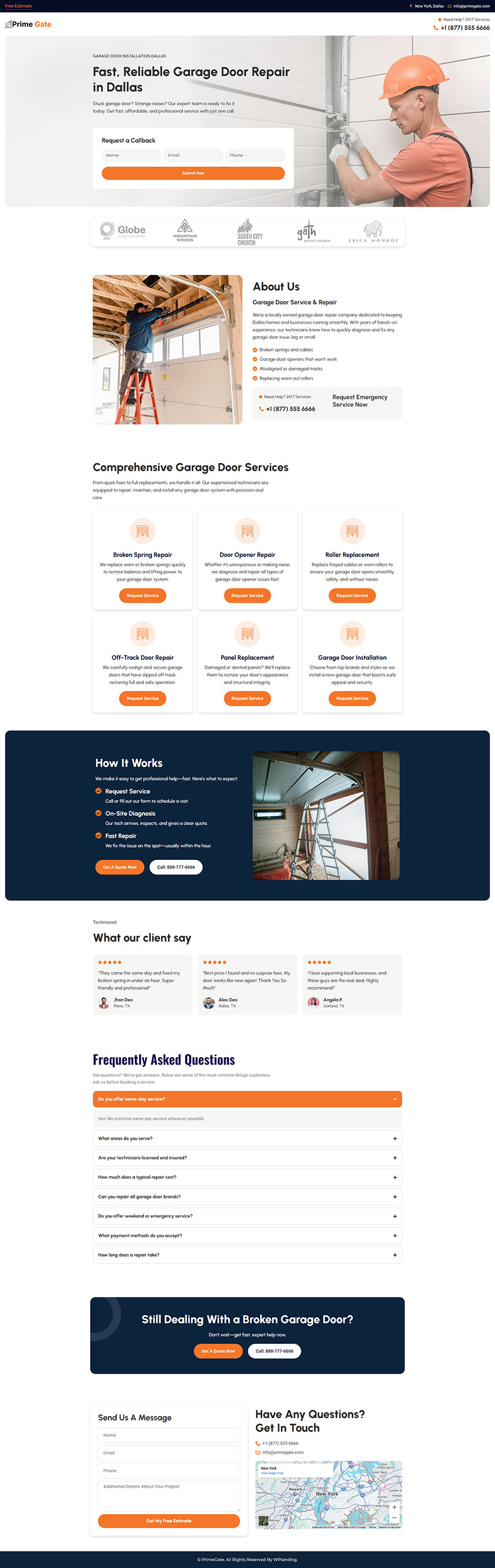 PrimeGate - Garage Door Repair Landing Page