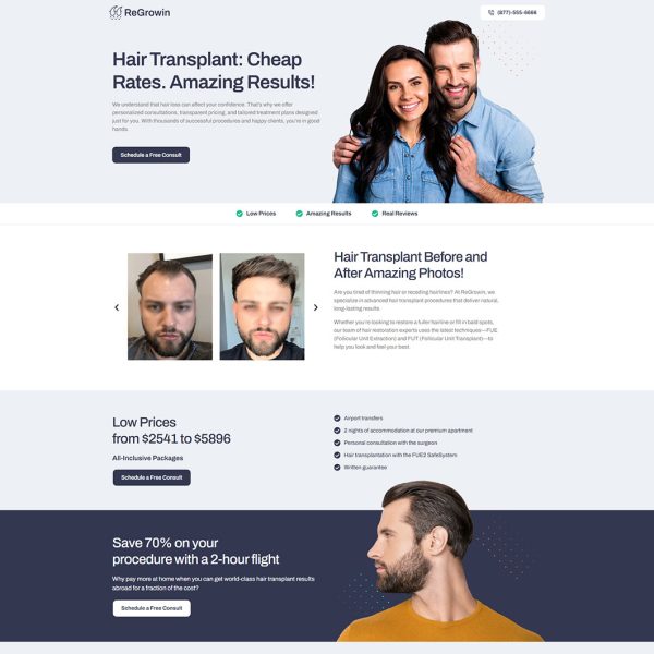 ReGrowin - Hair Transplant Landing Page