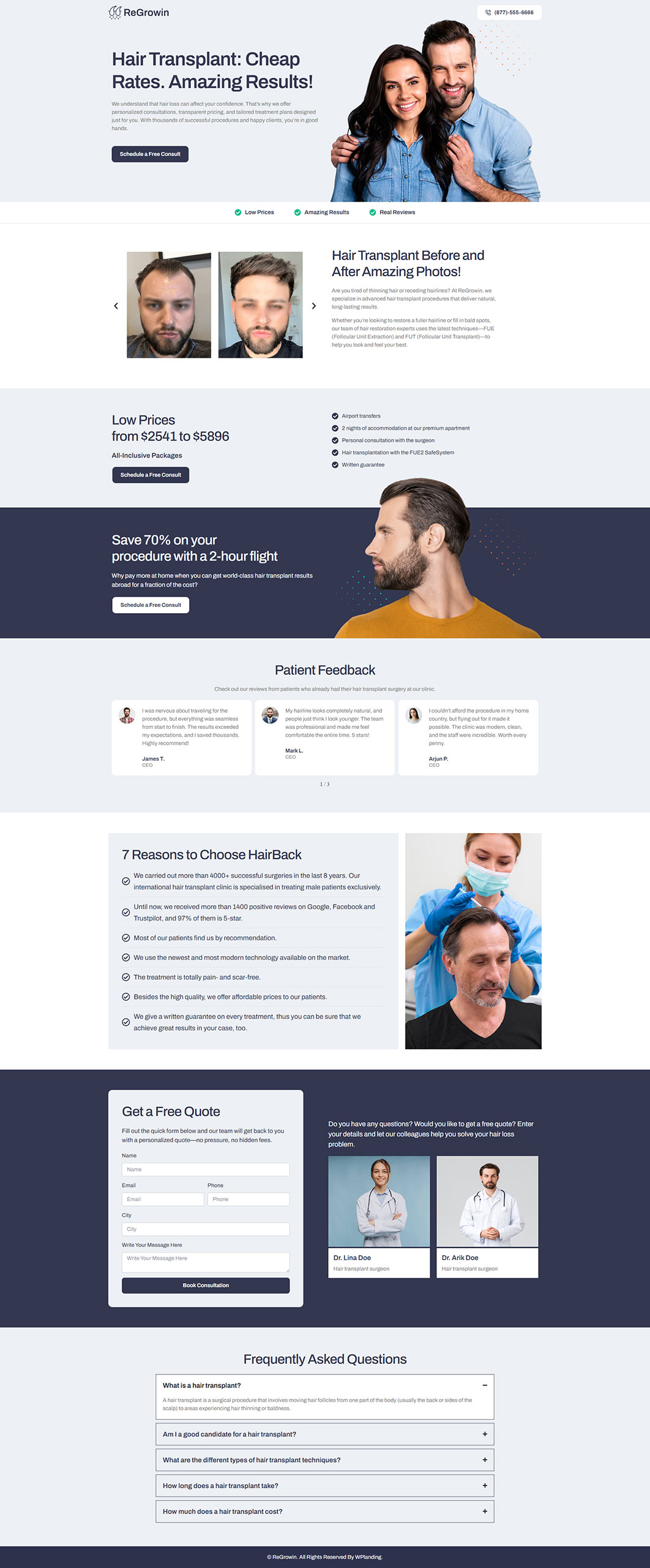 ReGrowin - Hair Transplant Landing Page