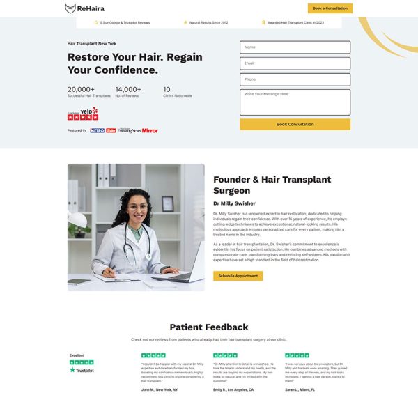 ReHaira - Hair Transplant Landing Page