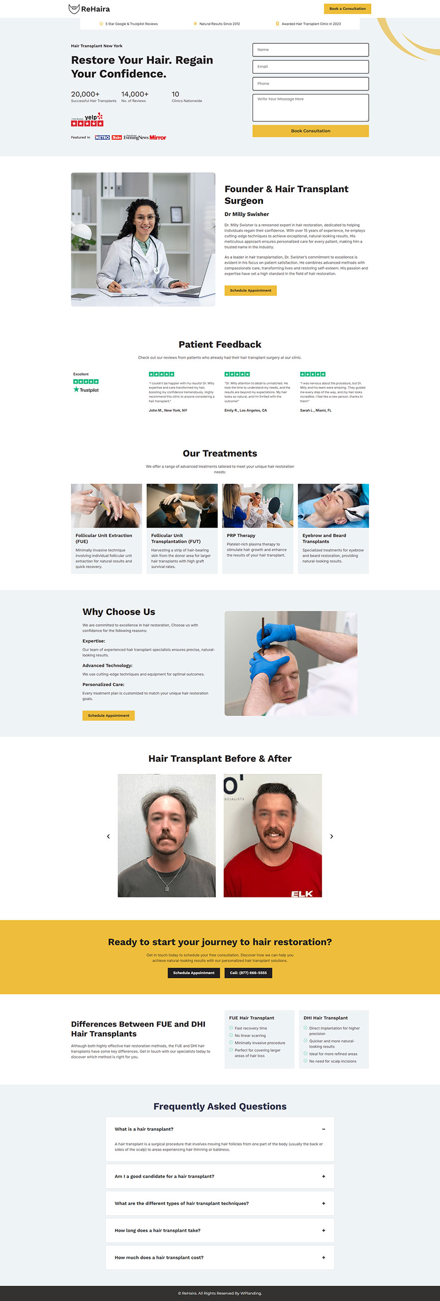 ReHaira - Hair Transplant Landing Page