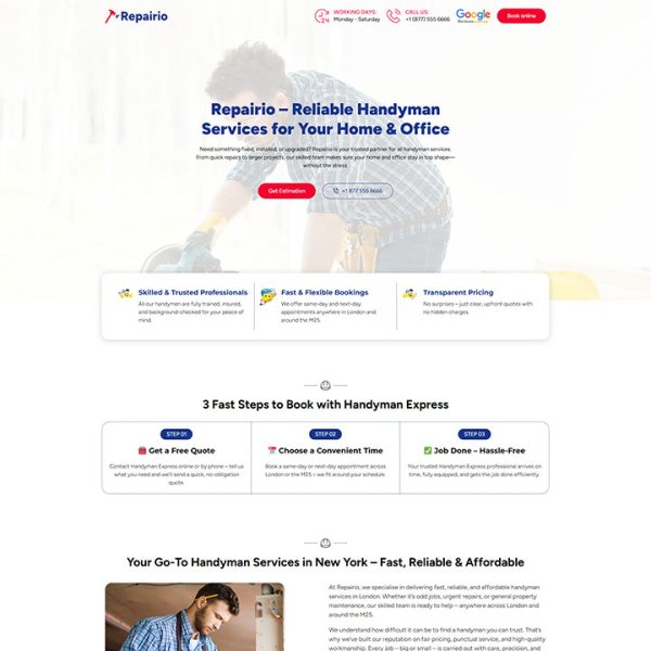 Repairio - Handyman Landing Page