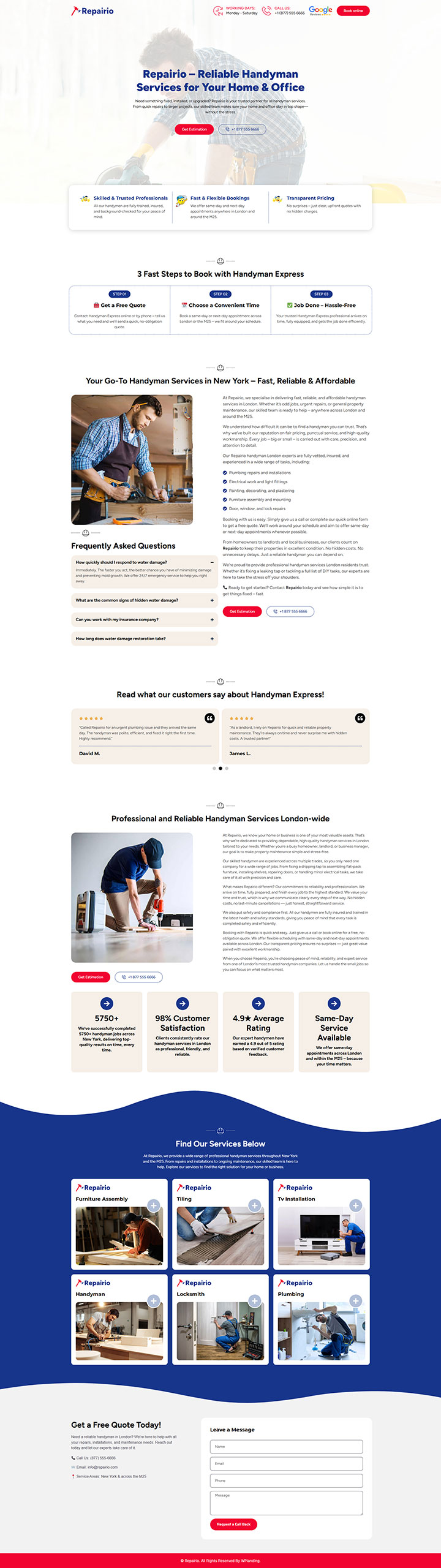 Repairio - Handyman Landing Page