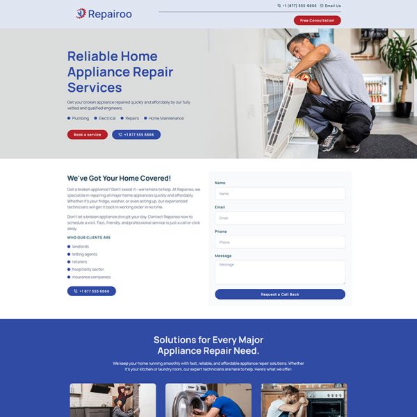 Repairoo - Appliance Repair Landing Page