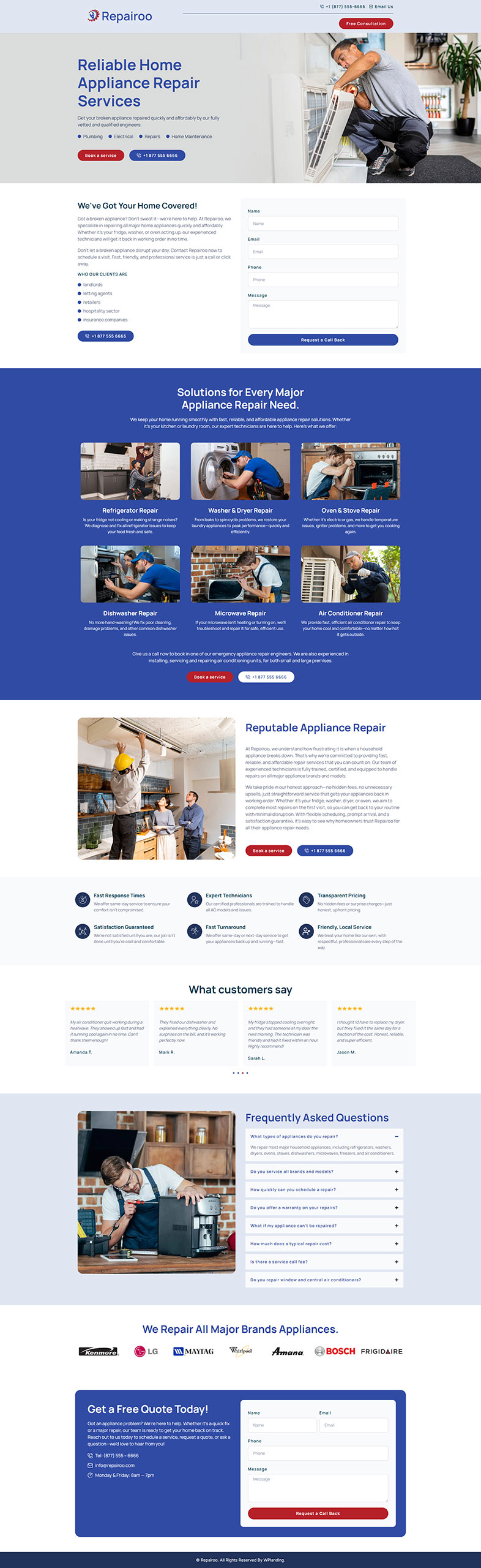 Repairoo - Appliance Repair Landing Page