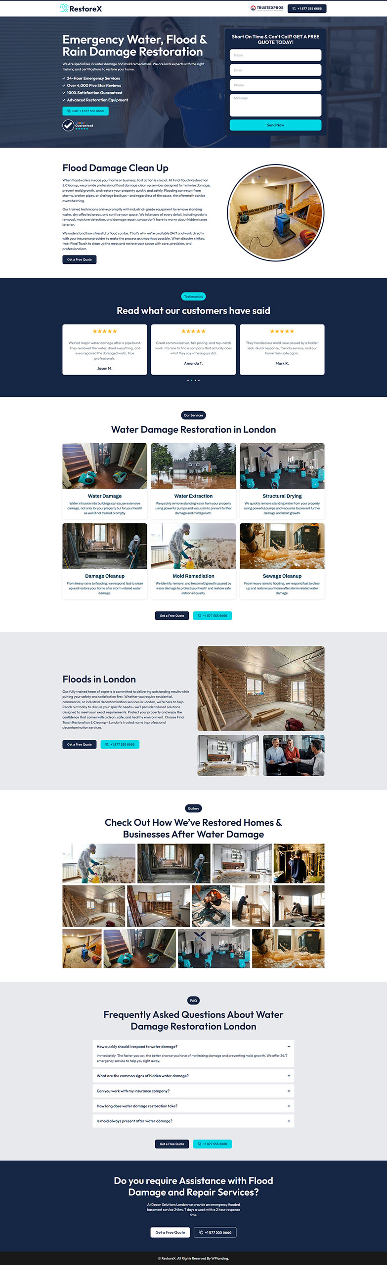 RestoreX - Water Damage Restoration Landing Page