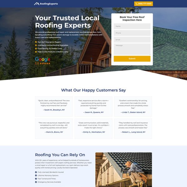 RoofingExperts - Roofing Landing Page