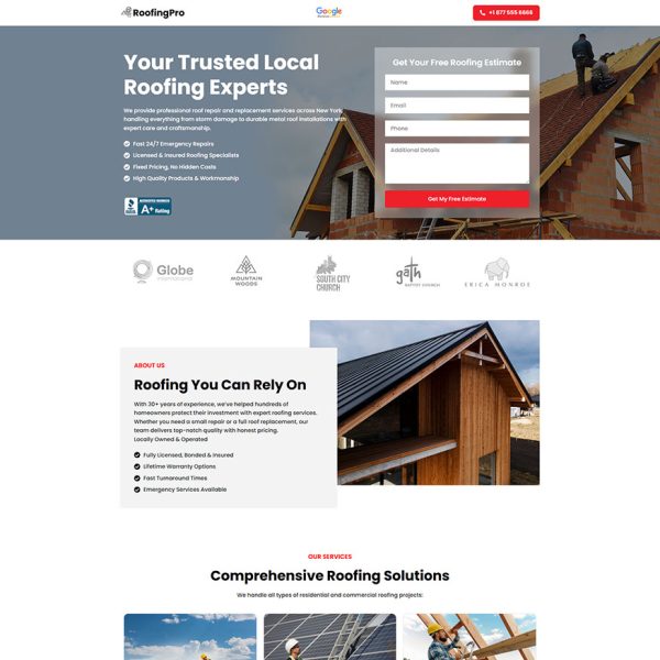RoofingPro - Roofing Landing Page