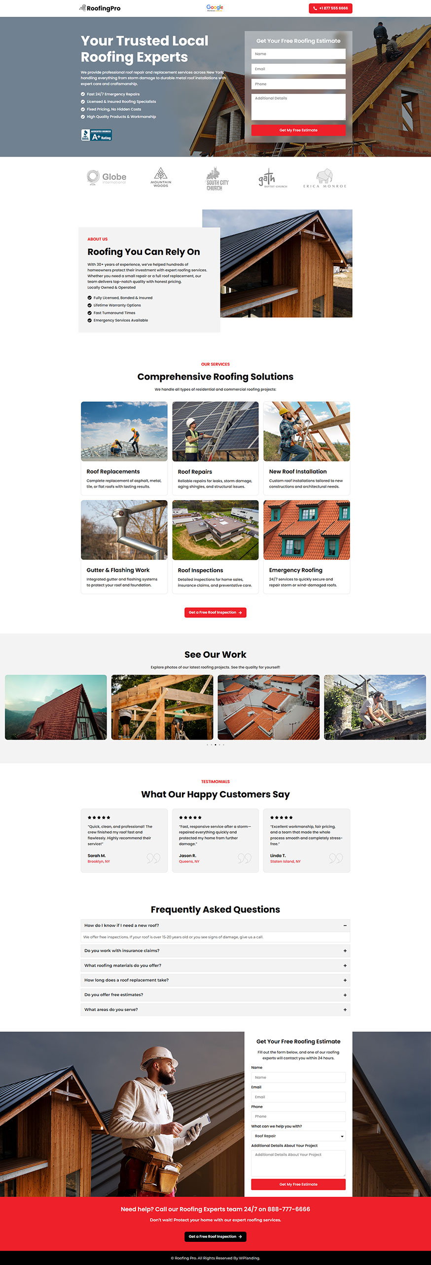 RoofingPro - Roofing Landing Page