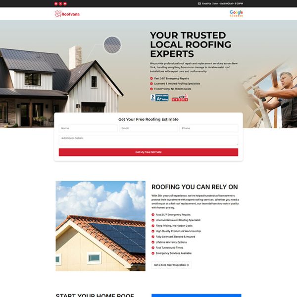 Roofvana - Roofing Landing Page