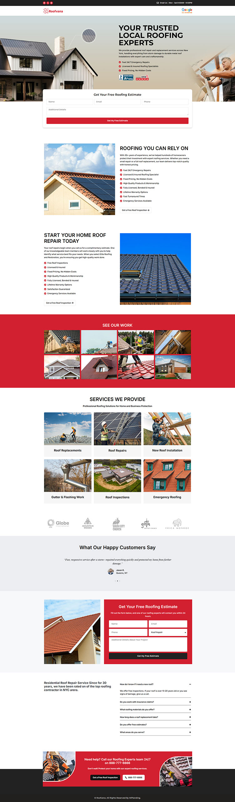 Roofvana - Roofing Landing Page