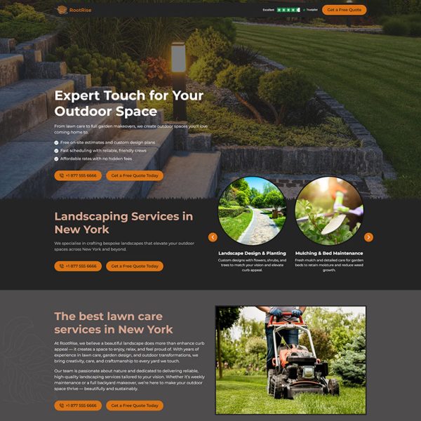 RootRise - Landscaping Landing Page