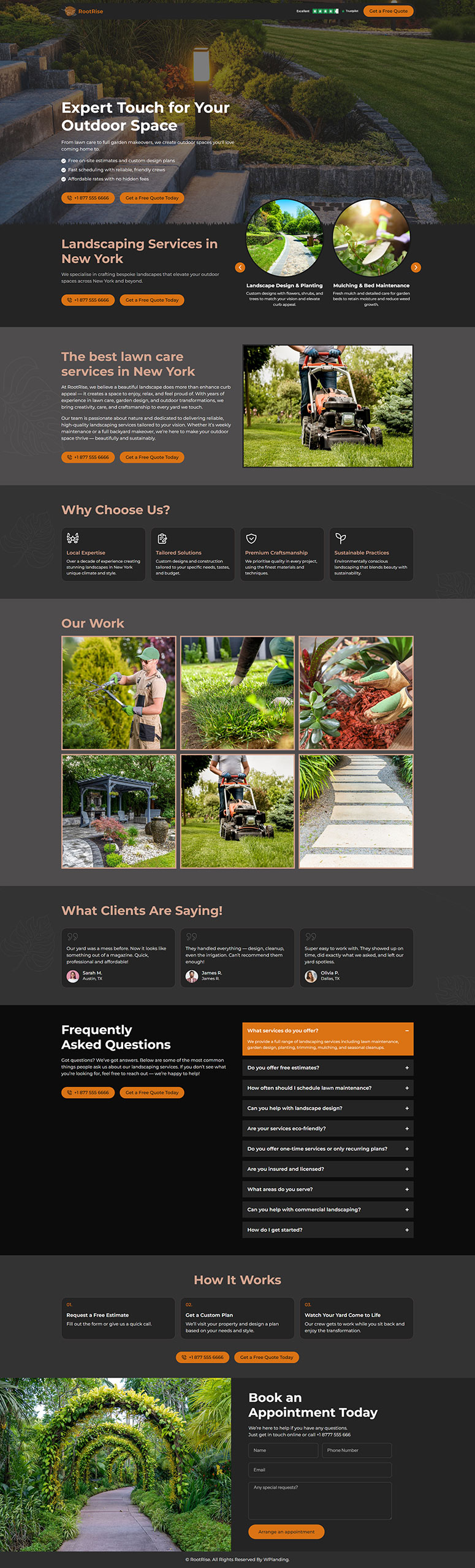 RootRise - Landscaping Landing Page