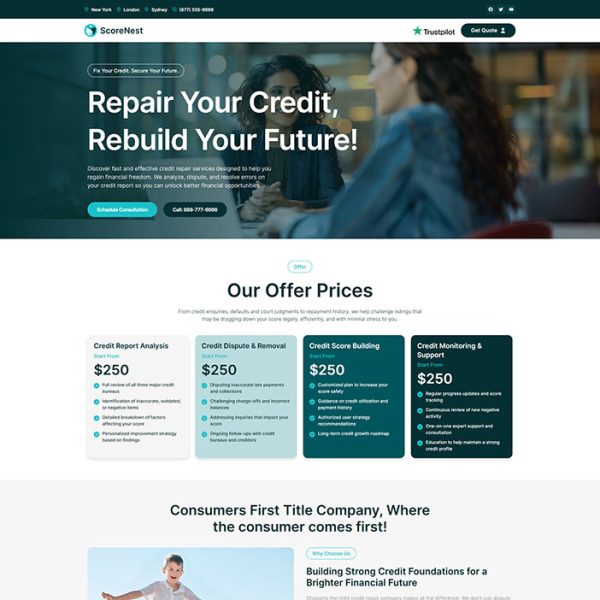 ScoreNest - Credit Repair Landing Page