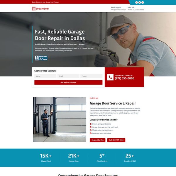 SecureSeal - Garage Door Repair Landing Page