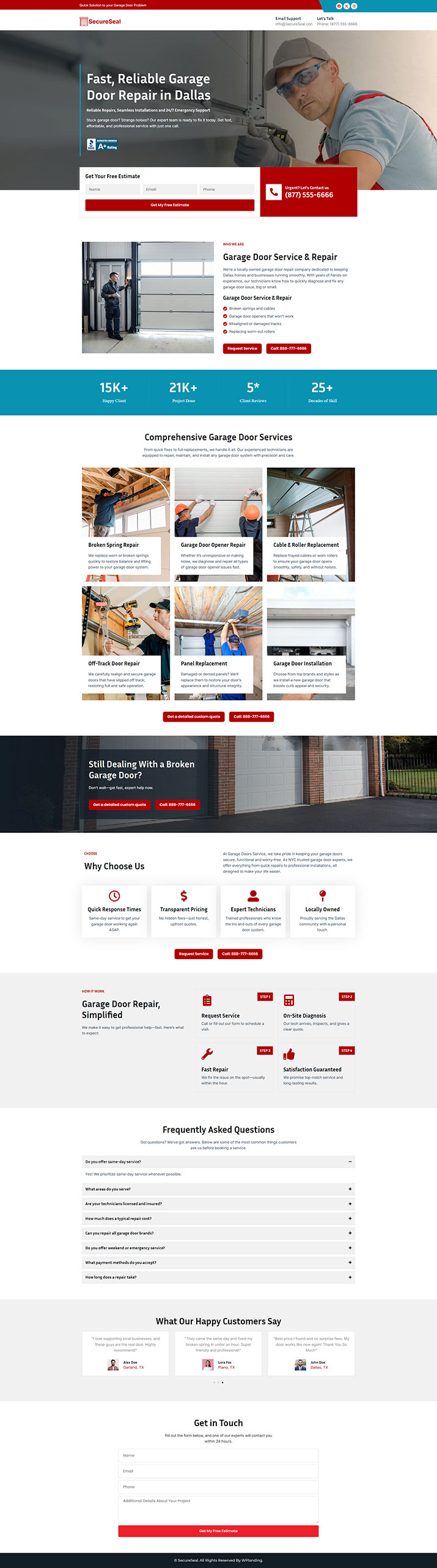 SecureSeal - Garage Door Repair Landing Page