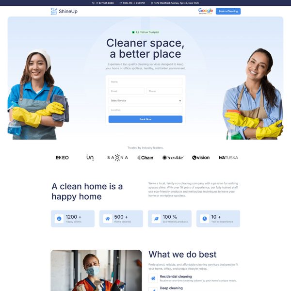 ShineUp - Cleaning Landing Page